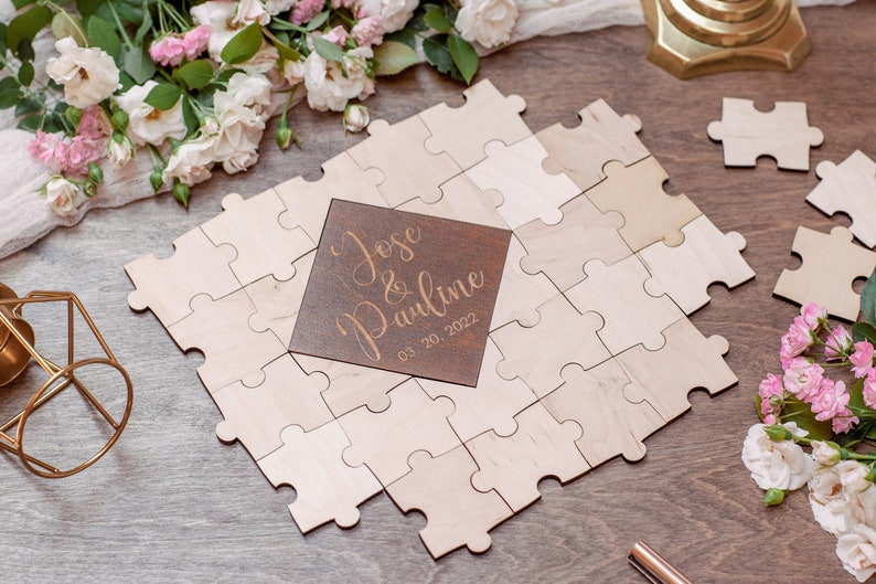 Wedding Puzzle Sign Guest Book, Alternative Guest Book Jigsaw Puzzle, Personalized Guest Book Sign, Wedding Guestbook Alternative image 5