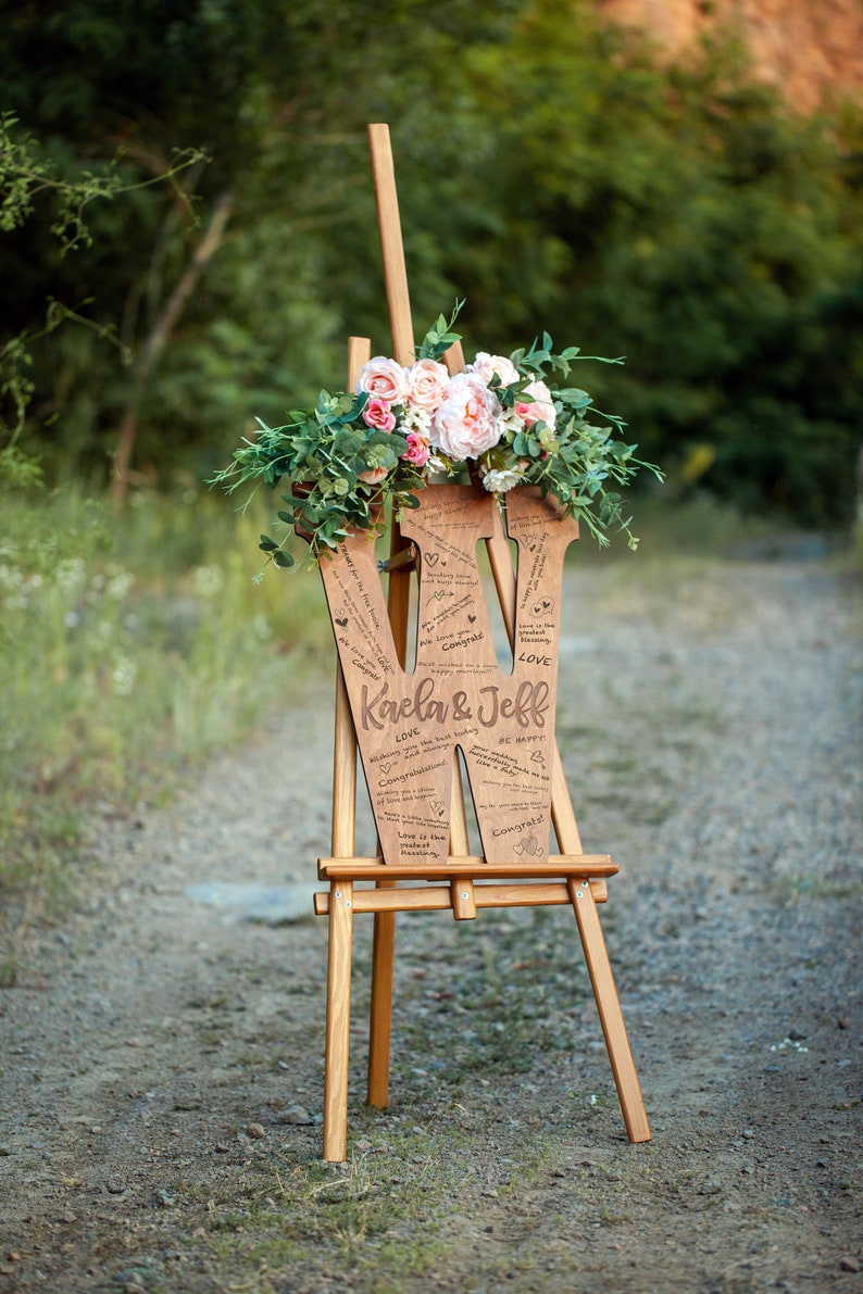 Wedding Name Sign, Beautiful Letter Sign, Wedding Guest Book Alternative, Wooden Name Sign, Guestbook Sign, Wedding Gift image 2