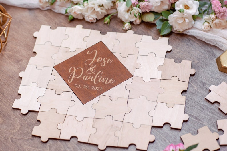 Wedding Puzzle Sign Guest Book, Alternative Guest Book Jigsaw Puzzle, Personalized Guest Book Sign, Wedding Guestbook Alternative image 4