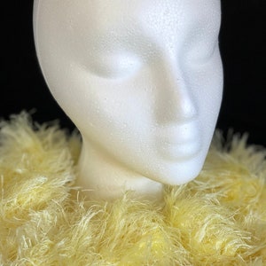 Crocheted Boas - “Daisy”, Yellow Colorful Eyelash Yarn, 58” X 3”