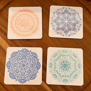 Mandalas- Square MDF (Medium Density Fiberboard) Set of 4 Coasters