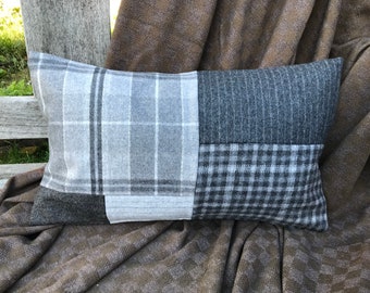 Sanderson wool handmade rectangular cushion with duck feather pad