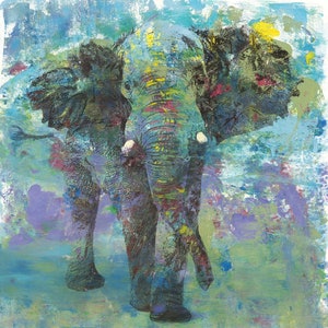 Elephant Fine Art Print Soulful Spirit turquoise purple