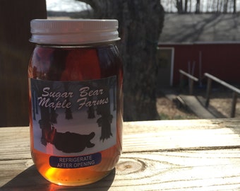 Sugar Bear Maple Farms Pint jars, 100% Pure Michigan maple syrup. Zero additives, No smokey flavor- LPG syrup.