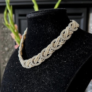 Cream Faux Pearl Choker Necklace, 1940s Ciner Art Deco Jewelry, Classic Bridal Accessory, Collectible Statement Piece, Elegant Gift for Her