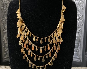Vintage Pearl Bib Necklace * 5 Strand Necklace * Hollywood