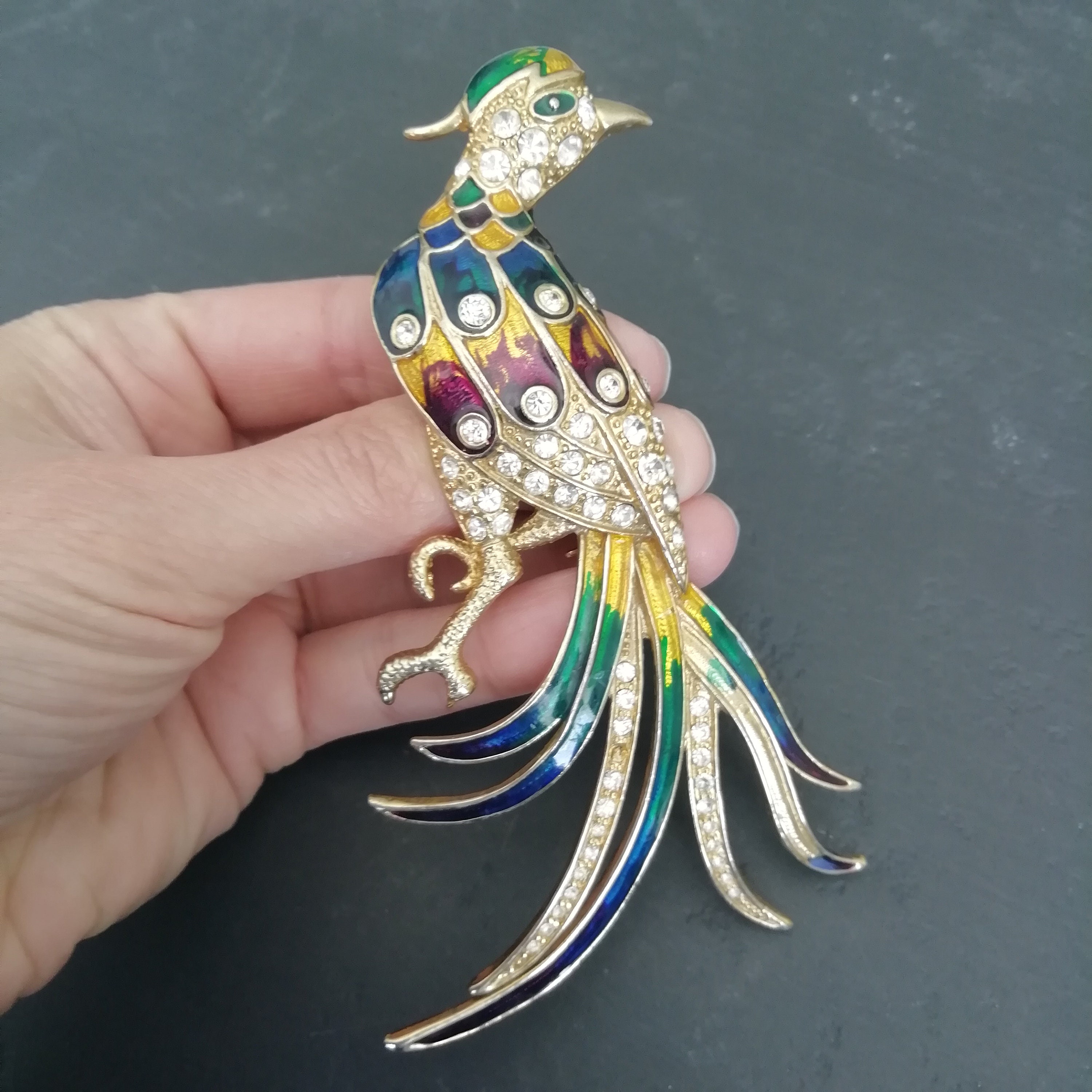 HUGE Bird Pin Vintage Enamel Pin Animal Lapel Pin Bird Etsy