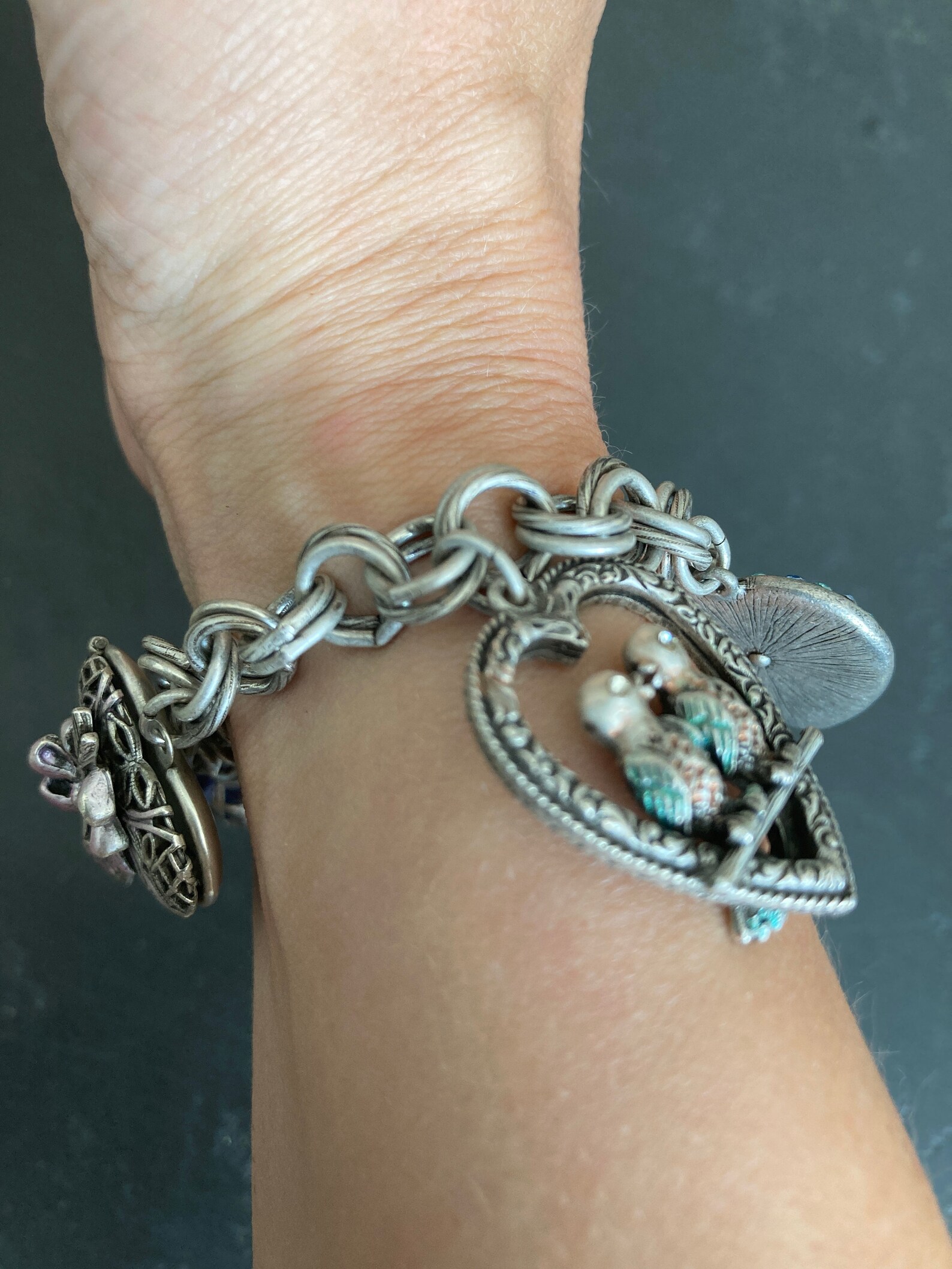 90s Retro Charm BRACELET 8 inch kitsch pewter bracelet 1990s Etsy