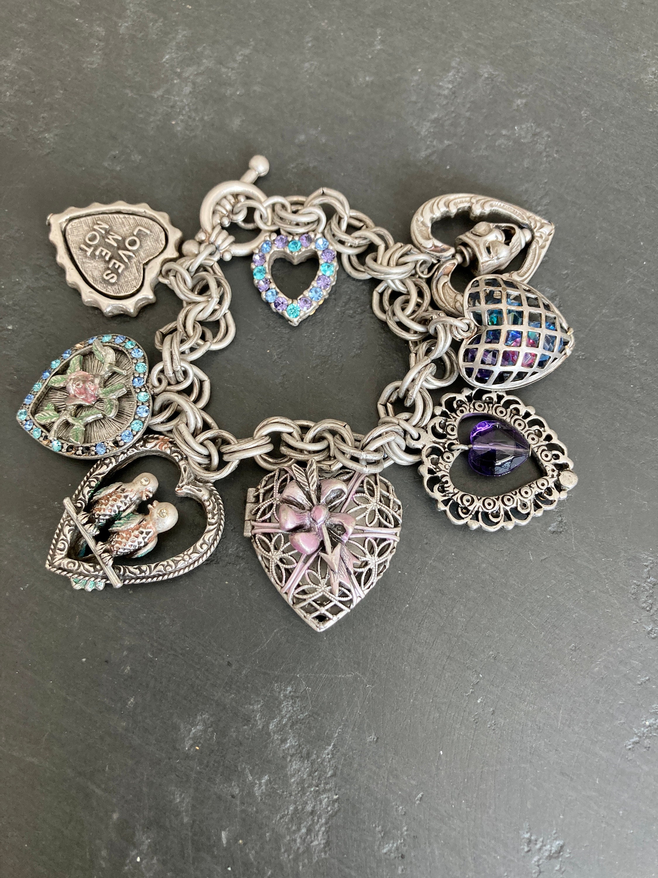 90s Retro Charm BRACELET 8 inch kitsch pewter bracelet 1990s Etsy