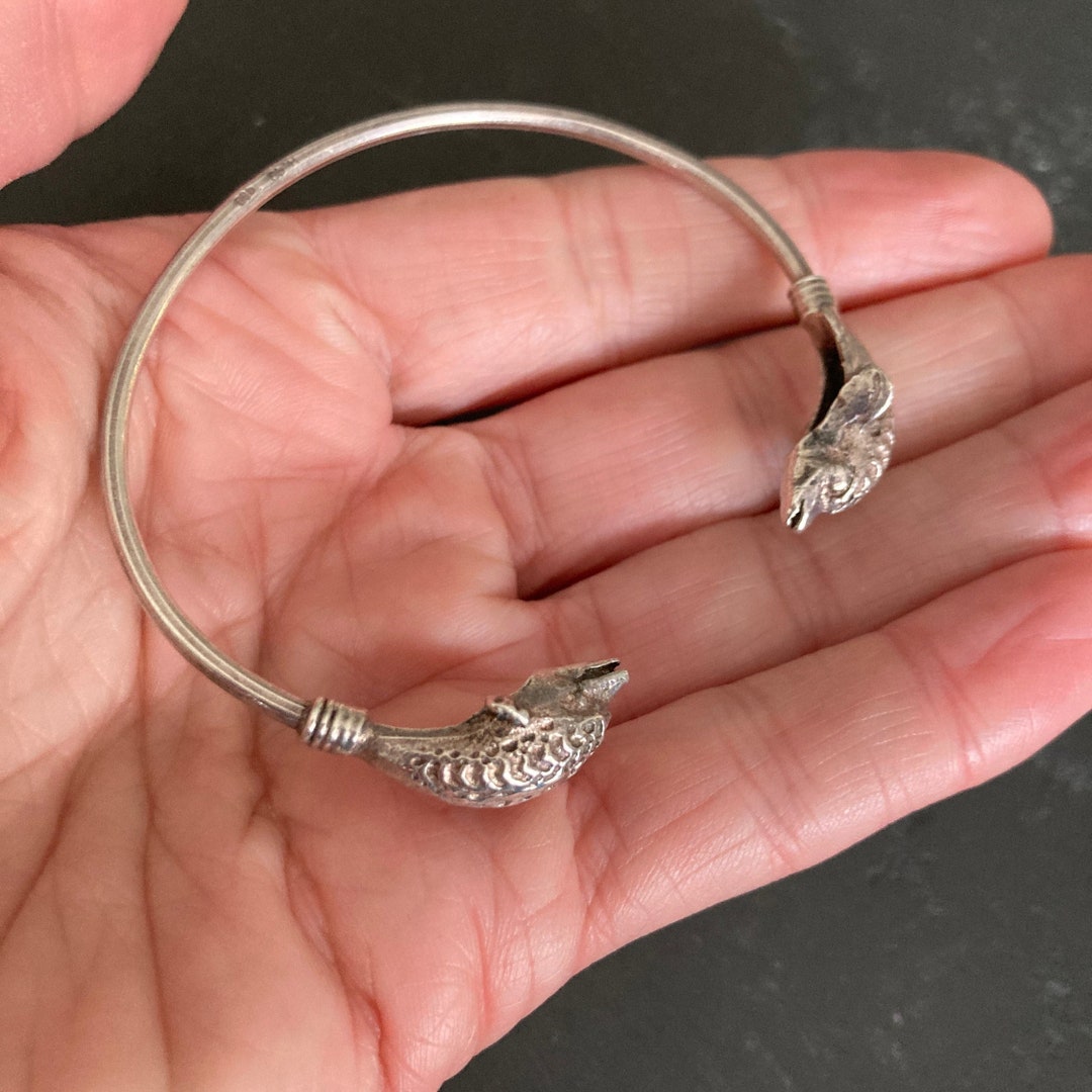 Vintage SILVER Bracelet Sterling Silver DOLPHIN Head Etsy