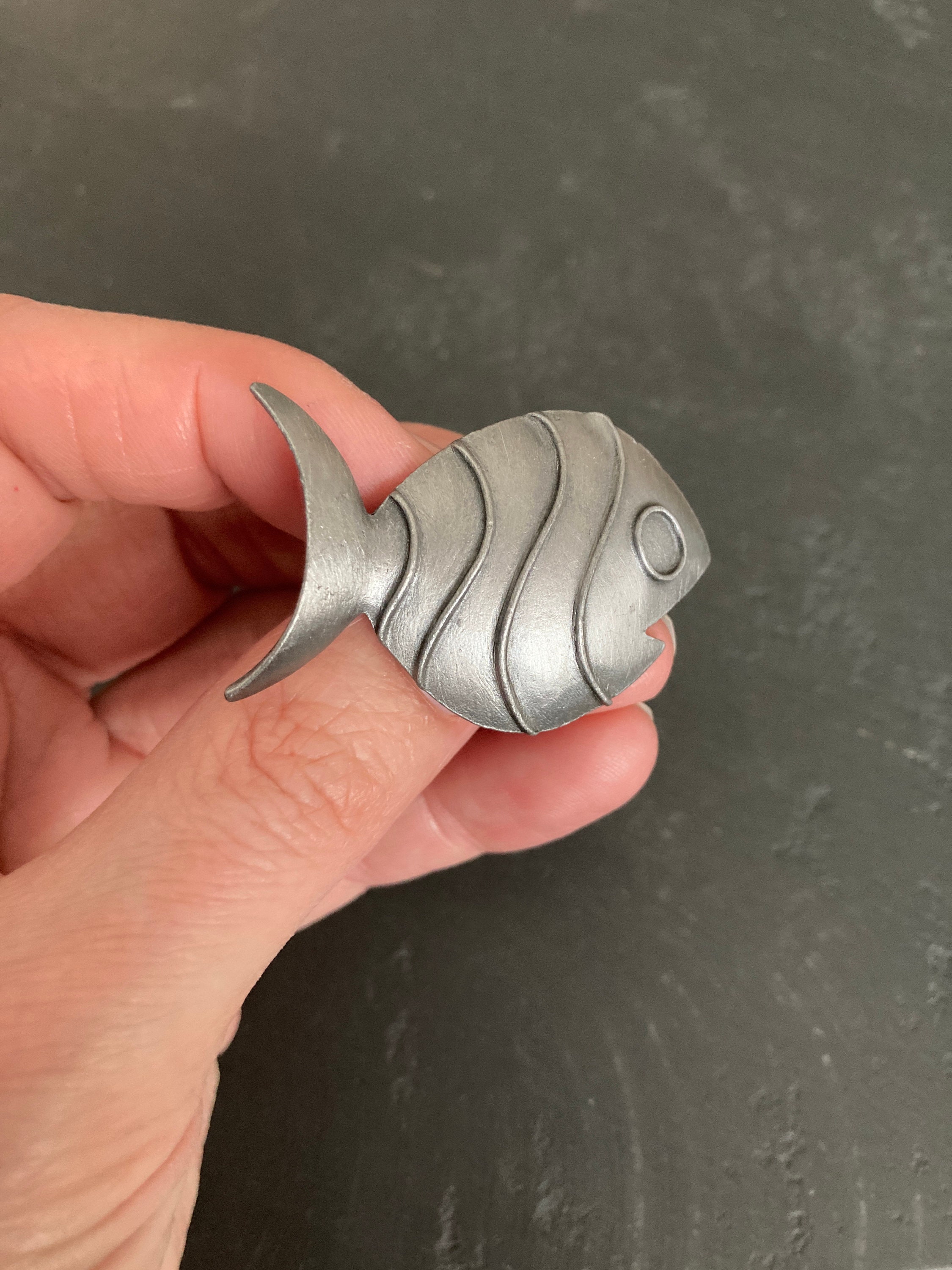 Pewter Fish pin Vintage fish BROOCH 1980s JJ Vintage Etsy