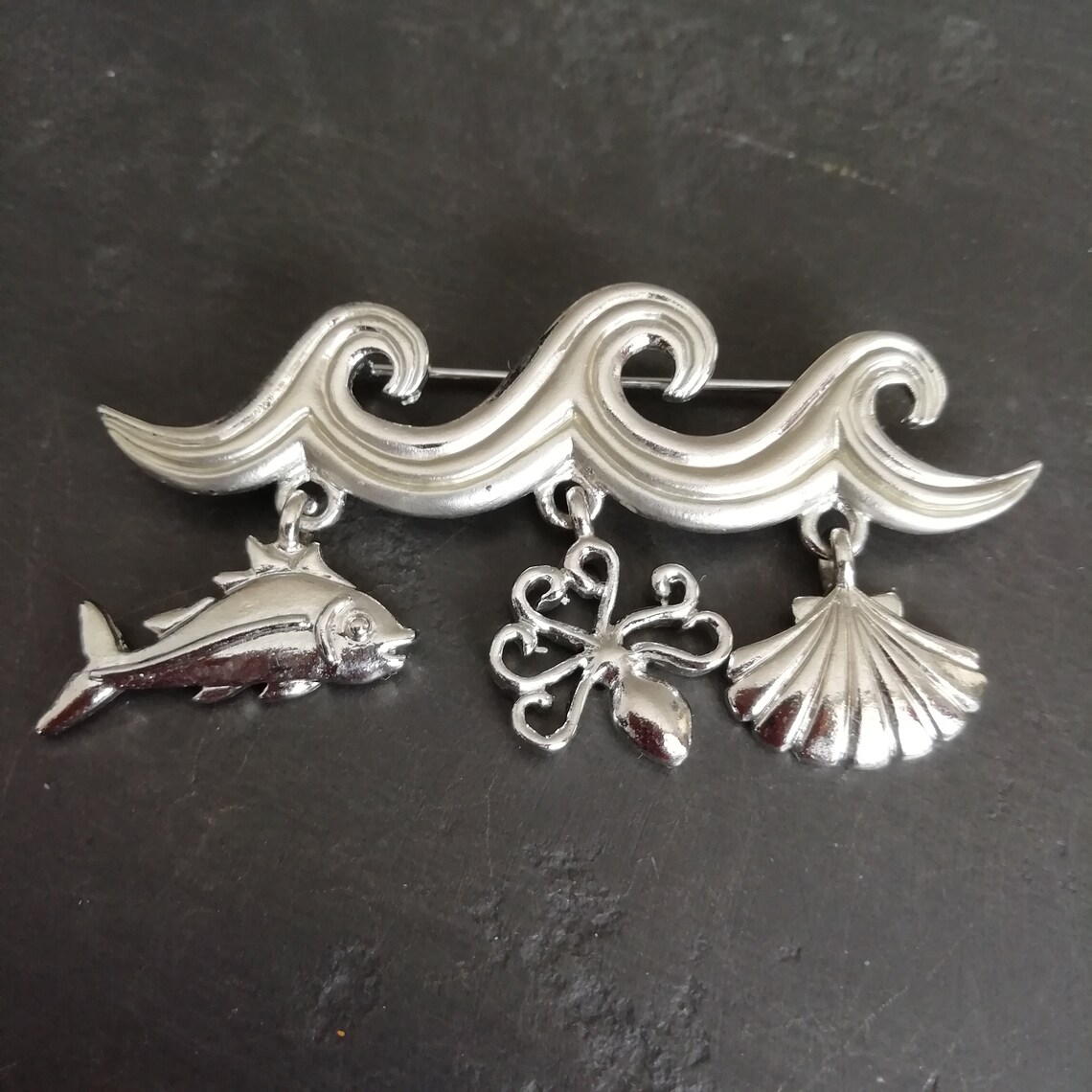 Vintage NAUTICAL Brooch PEWTER Lapel Pin Sea Jewelry Retro Etsy