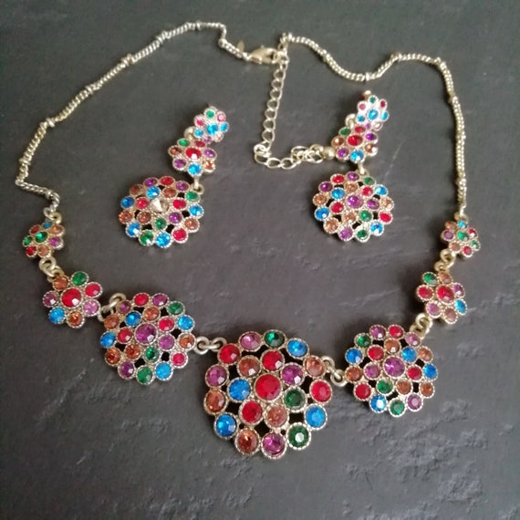 AVON RETRO jewelry set 80s vintage colorful necklace earring Etsy