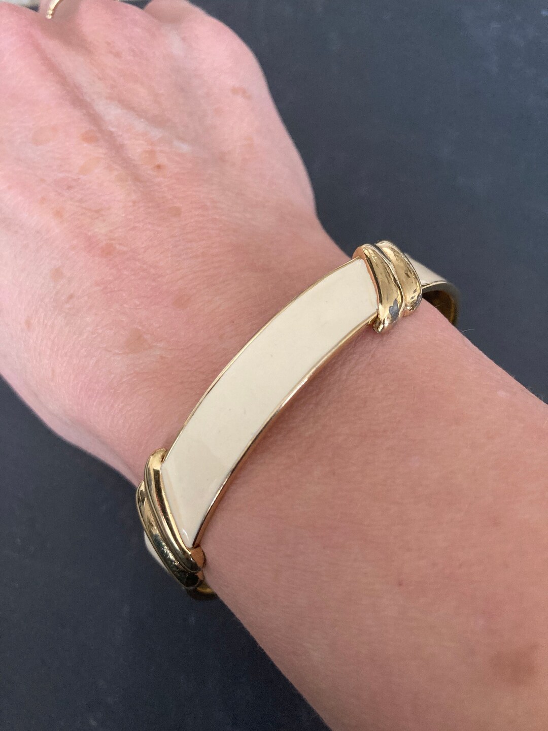 Vintage Gold BRACELET DESIGNER 80s Signed Enamel Etsy