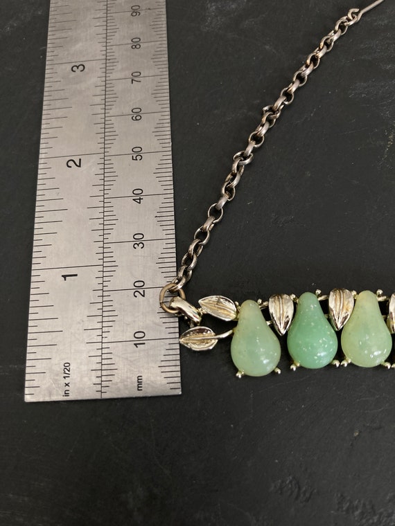 Vintage gold necklace, 1950s glass fruit necklace… - image 2