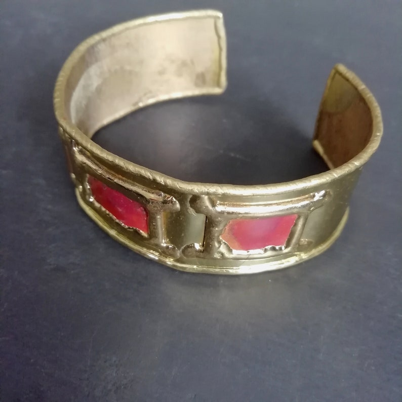 Mothers Day Gift for Her 70s Boho BRASS Jewelry Brutalist Copper and Brass Bangle Handmade Jewelry INDUSTRIAL Abstract Open Cuff Bangle