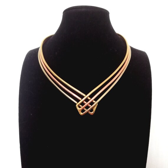 70s brutalist TORQUE necklace, open back vintage g