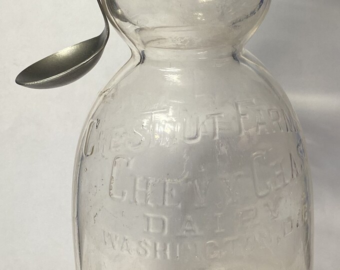 A Vintage Cream Top Milk Bottle With A Cream Top Spoon Etsy