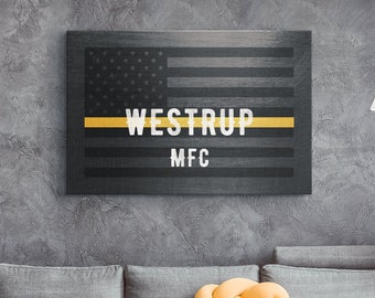 911 Dispatcher | Thin gold Line | Canvas Wall Art | Dispatcher Gift | Police | 911 | Dispatch | First Responder | Police Officer Gifts