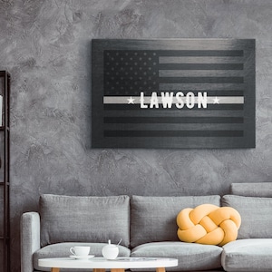 Correctional Officer | Thin Silver Line | Thin Grey Line | Thin Gray Line | Grunge Canvas Wall Art | Prison Guard