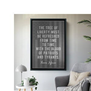 Framed Thomas Jefferson Tree of Liberty President Quote Freedom Founding Father American Flag Canvas Wall Art Hamilton