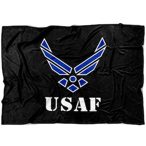Personalized USAF United States Air Force American Flag Fleece Blanket Gift US Military Graduation Retirement Military Veteran Wife