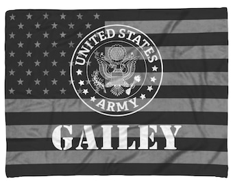 Personalized United States Army American Flag Fleece Blanket Gift US Military Graduation Retirement Military Veteran Wife