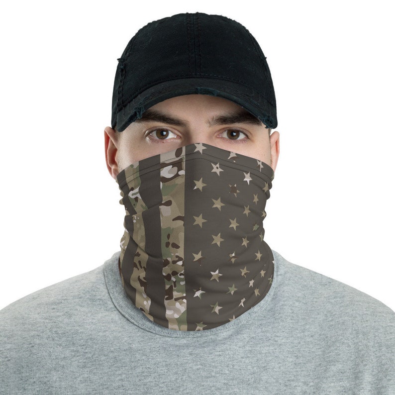 Multicam Camo American Flag Neck Gaiter Face Mask Etsy