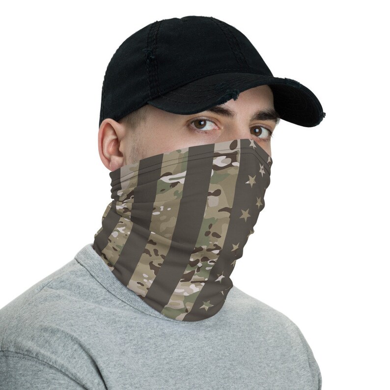 Multicam Camo American Flag Neck Gaiter Face Mask Etsy