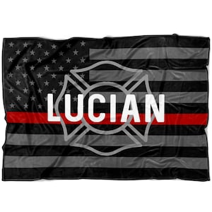 Customizable | Thin Red Line | Fleece Blanket| Firefighter Gift | Paramedic Gift | EMT | Firefighter Wedding | Fireman