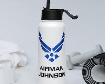 Personalized Air Force Water Bottle | Air Force Bottle | USAF | Retirement Gift | Air Force Graduation Gift | Stainless steel water bottle