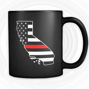 Thin Red Line, Coffee, Tea, Mug, Fire, Fighter, EMT, Firemen, Fireman, First Responder, Paramedic, California, CA, Family, Retired, Cal Fire