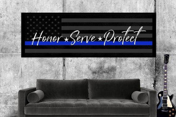 Honor Serve Protect Thin Blue Line Police Officer Gifts Law Enforcement  Canvas Wall Art Police Wife Police Academy Cop Gifts 