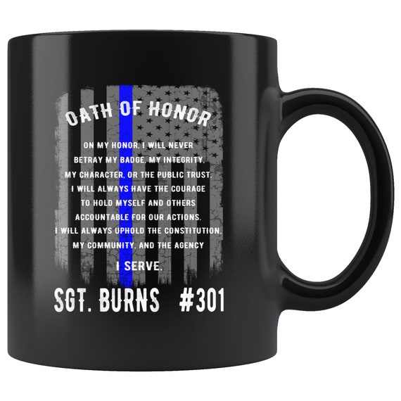 Spartan Helmet Thin Blue Line Flag Mug
