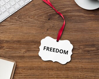 Freedom Patriotic USA Metal Christmas Ornament Gift | Charlie Kirk