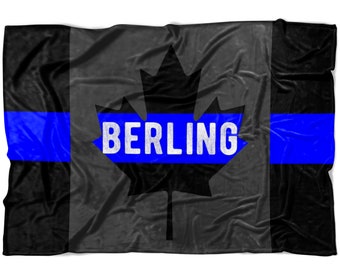 Canadian Flag Thin Blue Line Maple Leaf Fleece Blanket Police Officer Gifts Police Wife Law Enforcement Blue Lives Matter