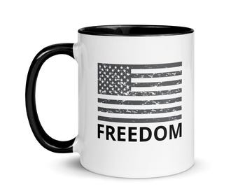 Freedom Patriotic American Flag Mug USA with Black Accent | Charlie Kirk