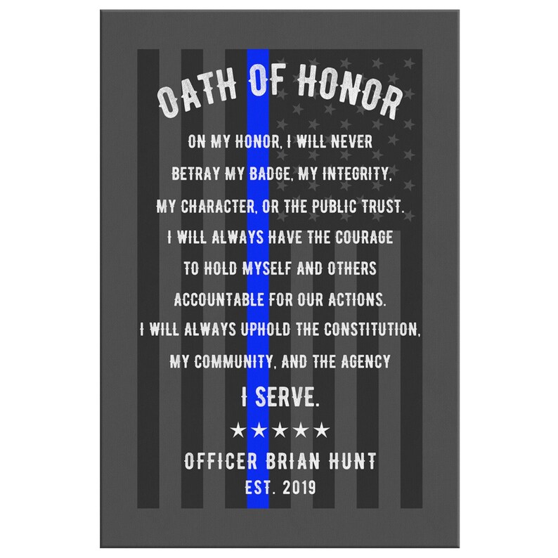 Custom Oath of Honor Officer Hunt Canvas Wall Art Thin Etsy