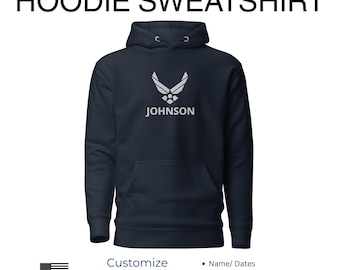 Personalized Air Force Hoodie Sweatshirt | Embroidered | Air Force Graduation Gift | Air Force Retirement | USAF | Air Force Mom | Cadet
