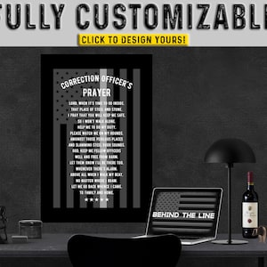 Corrections Prayer | Correctional Officer | Thin Silver Line | Thin Grey Line | Thin Gray Line | Canvas Wall Art | Prison Guard