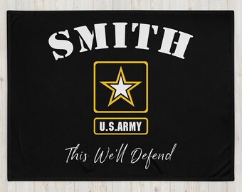 Personalized United States Army Fleece Blanket Gift US Military Graduation Retirement Military Veteran Wife