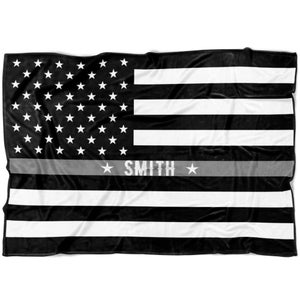 Correctional Officer | Corrections Officer | Smith | Fleece Blanket | Thin Silver Line | Thin Grey Line | Thin Gray Line | Prison Guard
