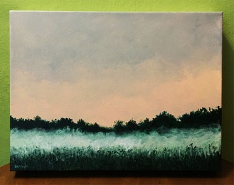 Ground Fog at Twilight at the John Greenleaf Whittier Birthplace Original Acrylic Painting