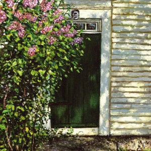 John Greenleaf Whittier Farmhouse Door with Spring Lilacs signed print