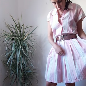 50&#39;s pink dress / striped vintage pink dress / 50&#39;s striped dress / 50&#39;s dress