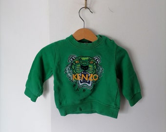 Vintage KENZO groene sweatshirt / 00's trui met ronde hals voor 18 maanden