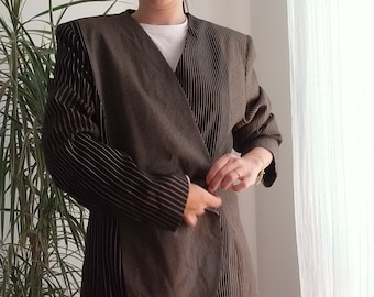 Vintage 80s Striped Blazer: Alberto Fabiani, Double Breasted Jacket (Fits like M)