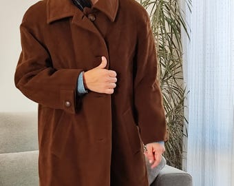 Vintage BURBERRY Wool and Cashmere Coat / 90's Basic Grey Warm