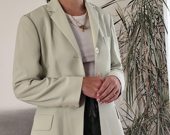 Vintage 90's Yves Saint Laurent YSL 100% Wool Gray Overcoat Jacket