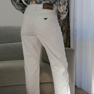 Vintage Giorgio Armani white jeans / 90&#39;s mom denim jeans 100% cotton